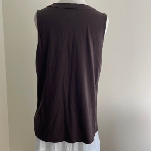 Dark brown tank top with beading accent by basic edition women’s large - Picture 3 of 8